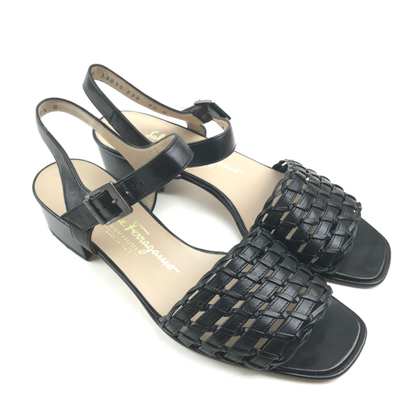 Salvatore Ferragamo Sandals 7.5 Black Low Heel - Picture 2 of 8